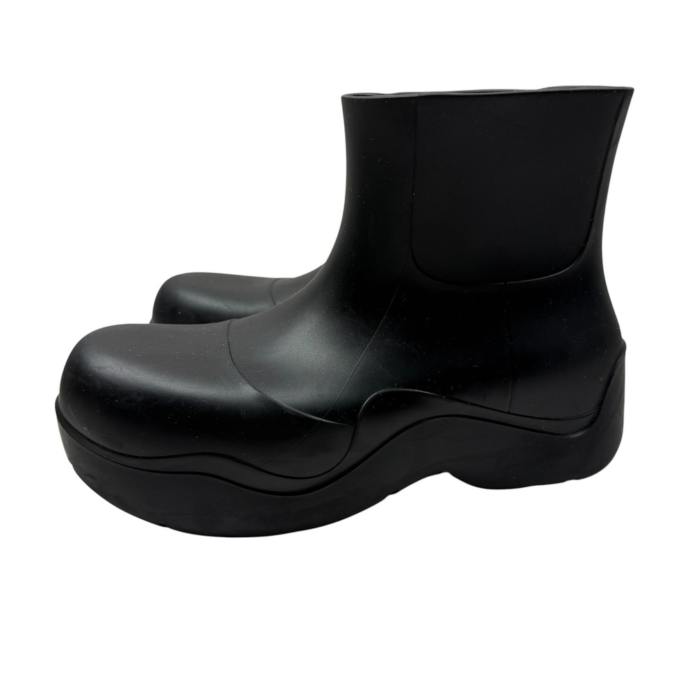 Bottega Veneta Puddle Boots Black Rubber Ankle Rain Boots Size 39 Made in Italy